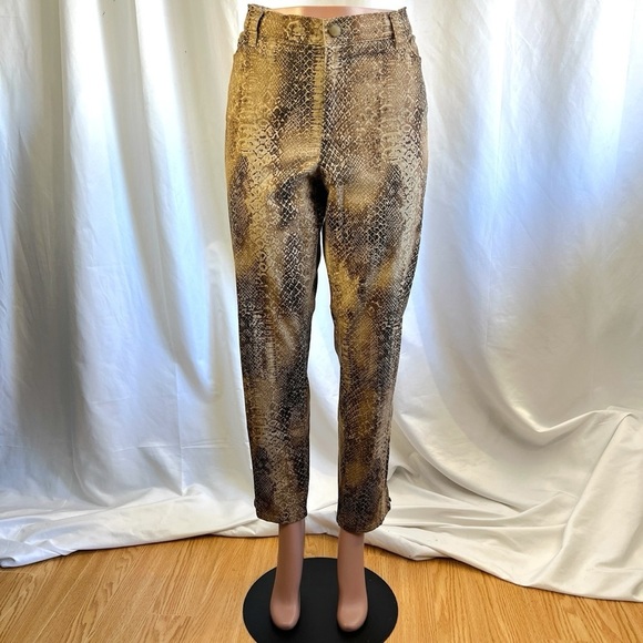 LAUREN RALPH LAUREN ANIMAL PANTS BROWN TAN BOOTCUT PANTS HIGH RISE SIZE 16 - Picture 4 of 11